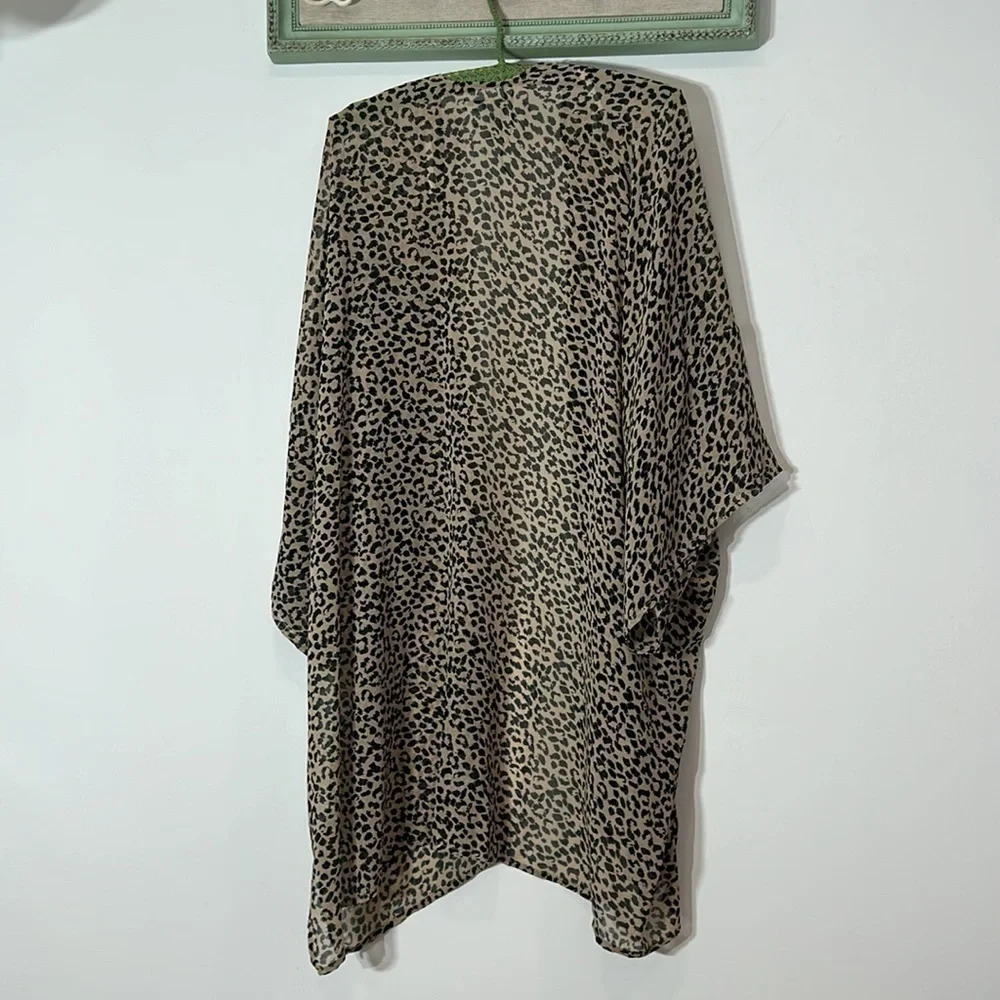 Aerie leopard cheetah animal print open sheer cardigan one size adult cover up